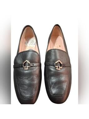 "Kate Spade" Cape Cod Spade . Black Leather Slip-On Loafers. Sz.7B Good used..